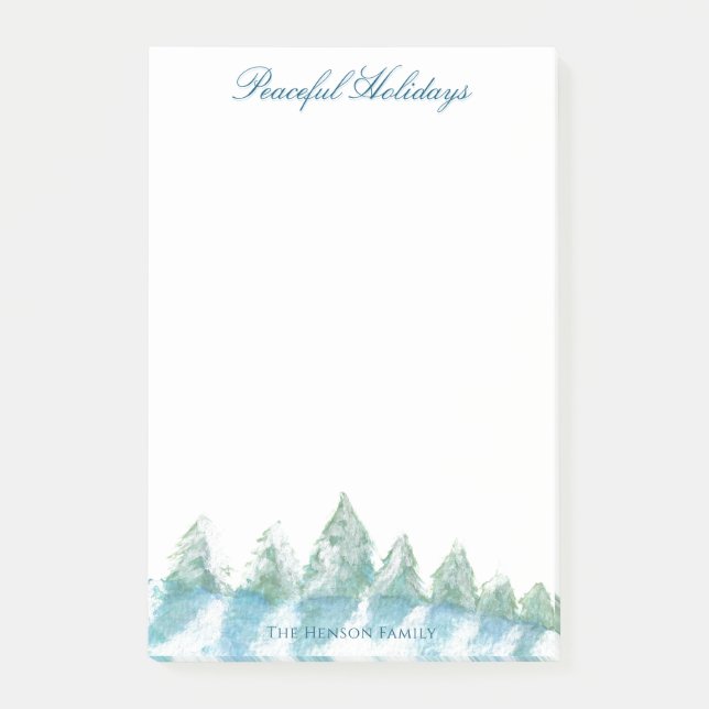 Notas Post-it® Bosque Invernal Pacífico Navidad Acuarela (Anverso)