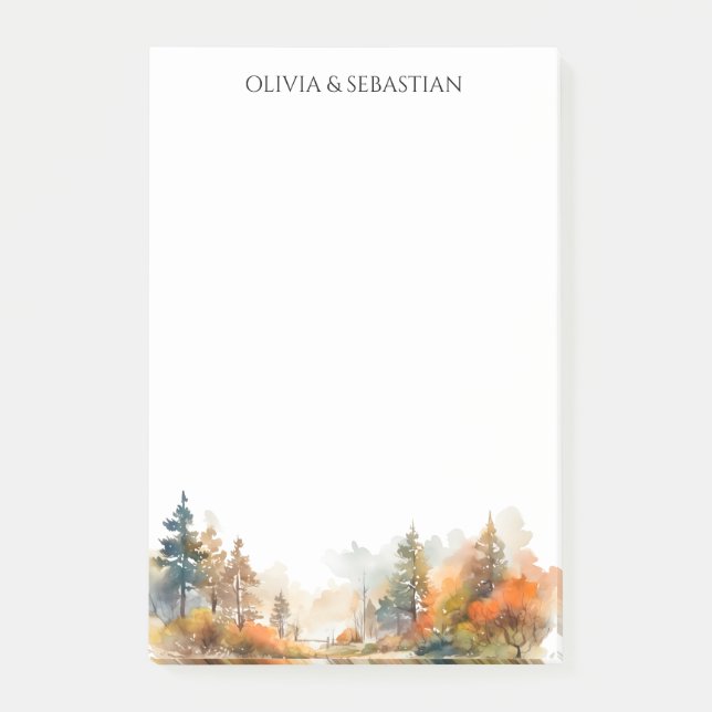 Notas Post-it® Bosque otoñal de bosques rústicos (Anverso)