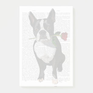 Notas Post-it® Boston Terrier con Rosa en boca