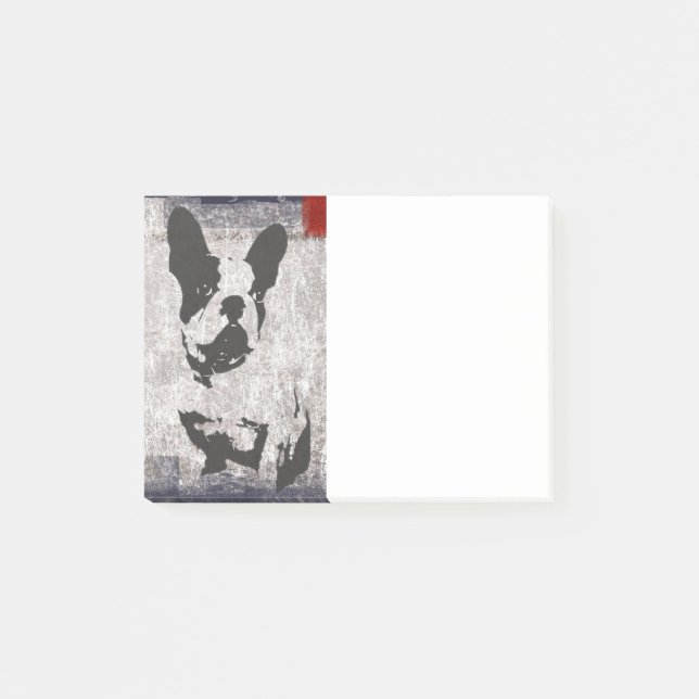 Notas Post-it® Boston Terrier en negro y blanco (Anverso)