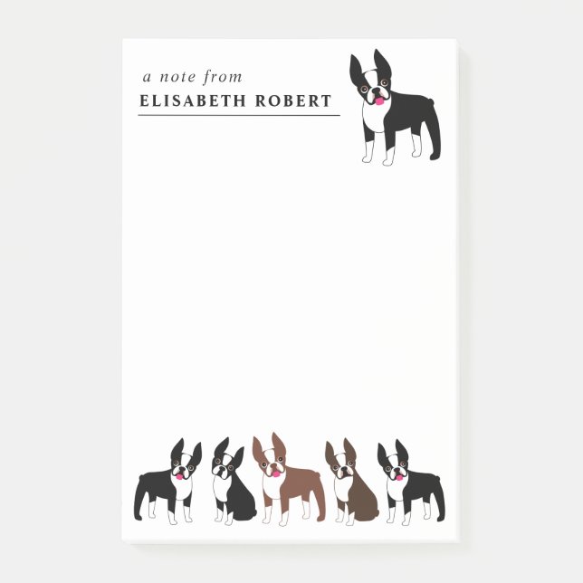 Notas Post-it® Boston Terriers Black and White and Red Brown Post (Anverso)