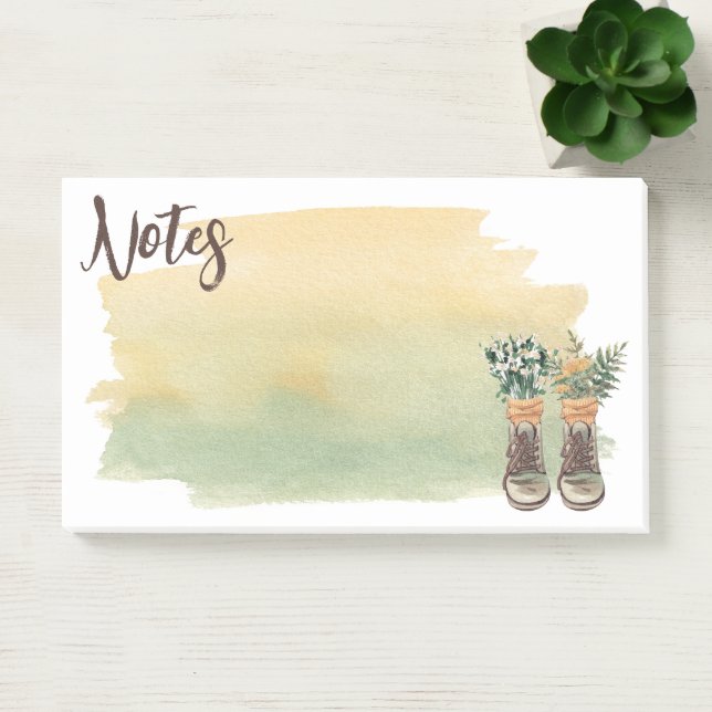 Notas Post-it® Botas de senderismo y flores silvestres (Oficina)