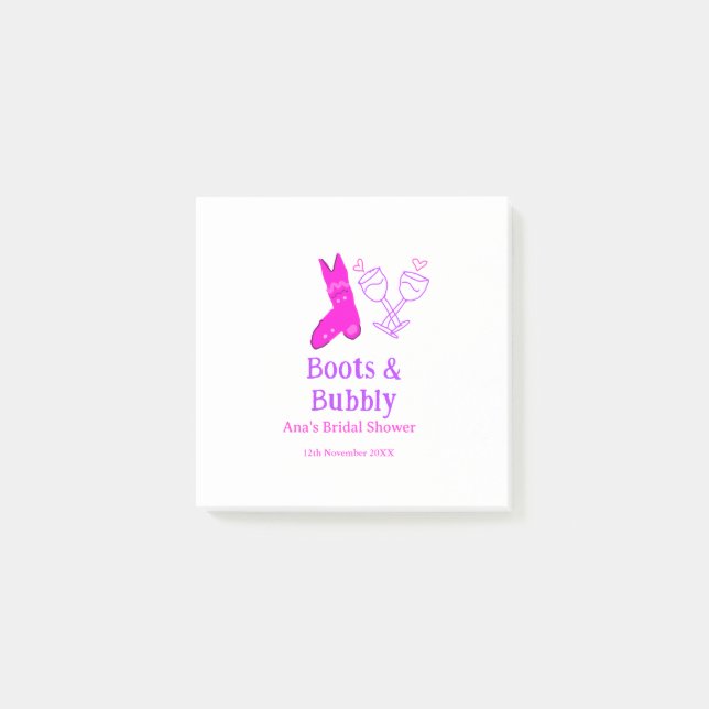Notas Post-it® Botas y champán burbujeante regalo de despedida de (Anverso)