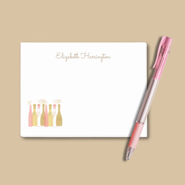 Notas Post-it® Botellas de Champán Retro Glam Estilo de los Años  (Say "Cheers!" with every note you write on these champagne notes. Your name goes in chic script.)