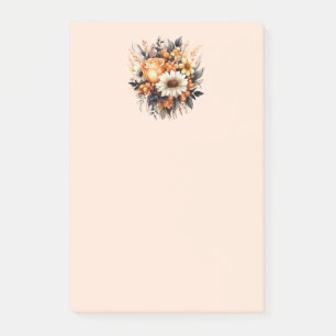 Notas Post-it® Bouquet de flores grises amarillas naranjas
