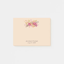 Notas Post-it® Bouquet de flores rosadas y Naranjas sobre fondo d