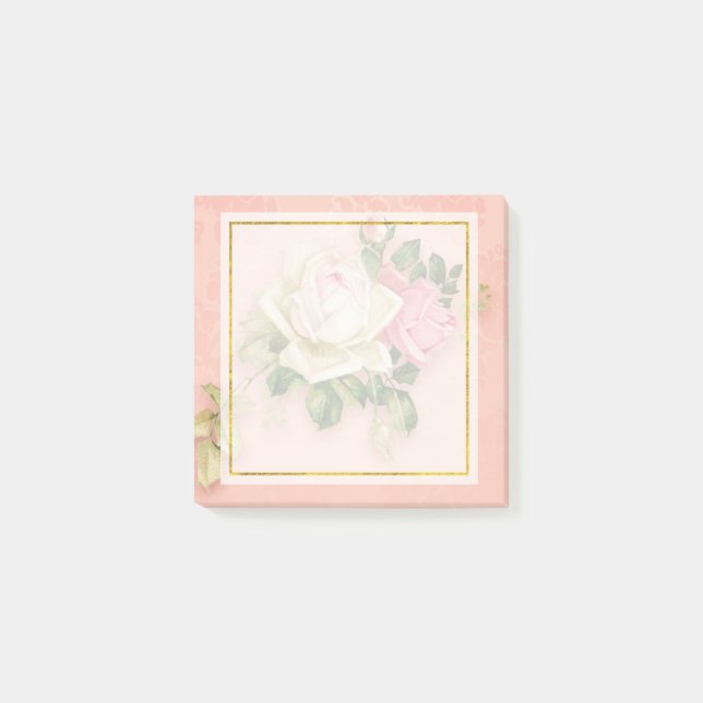 Notas Post-it® Bouquet rosa rosa blanco (Anverso)