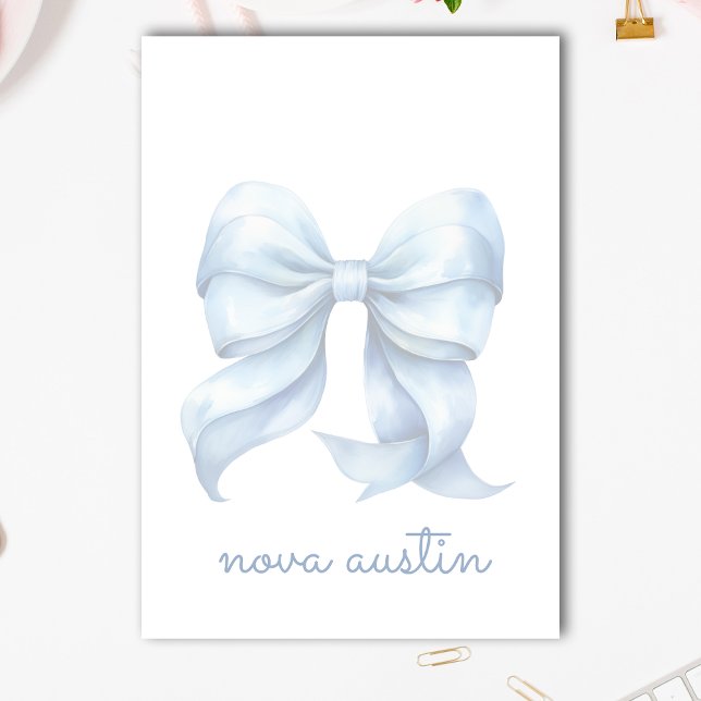 Notas Post-it® Bow azul moderno personalizado con monograma de no (Subido por el creador)
