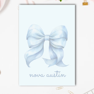 Notas Post-it® Bow azul moderno personalizado con monograma de no