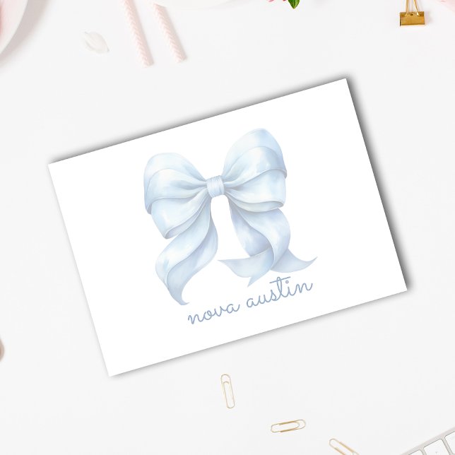 Notas Post-it® Bow azul moderno personalizado con monograma de no (Subido por el creador)