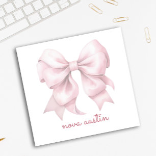 Notas Post-it® Bow rosa de moda personalizado con monograma de no