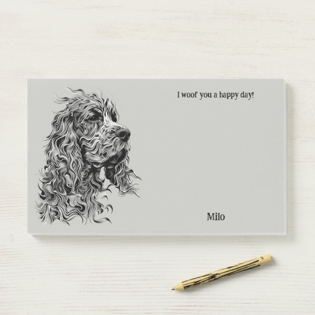 Notas Post-it® Boykin Spaniel Abstract Art Dog Name (En escritorio)