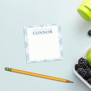 Notas Post-it® Boys personalizados Blue Gingham Check Lunch Box
