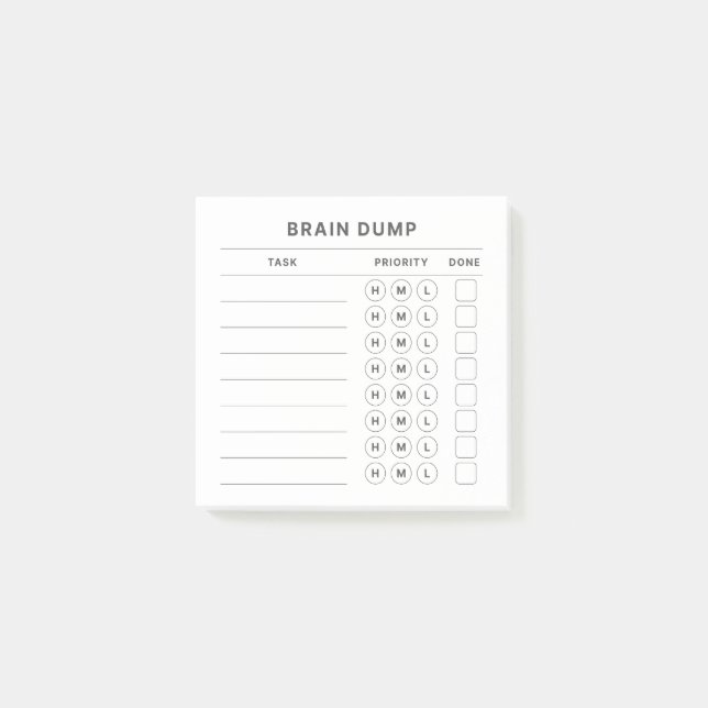 Notas Post-it® Brain Dump Get It Done Priority Organizador (Anverso)