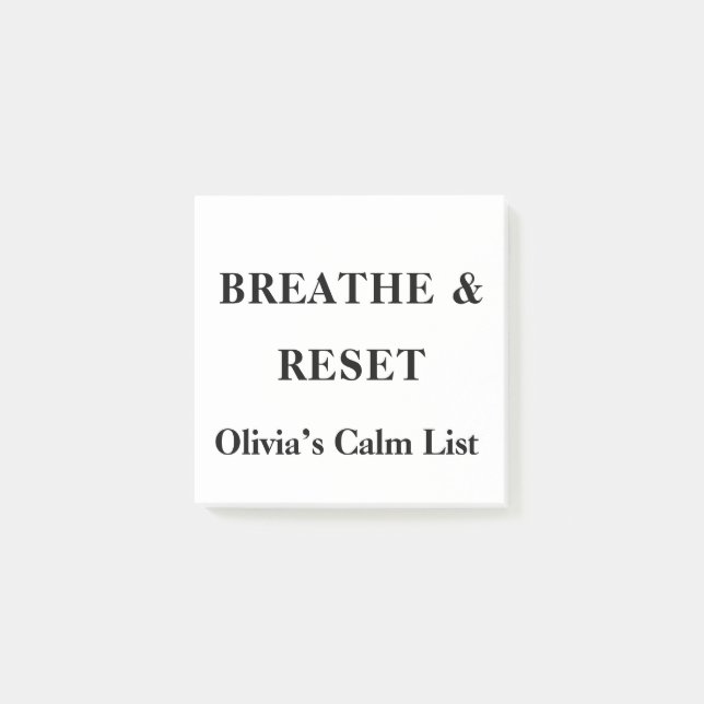 Notas Post-it® Breathe Reset Calm Reminder Personalizado Post It  (Anverso)