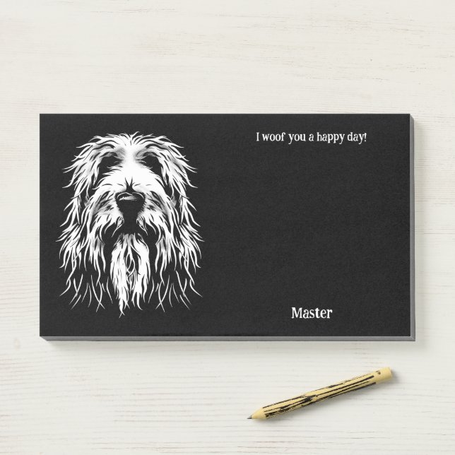 Notas Post-it® Briard Abstract Art Dog Name (En escritorio)