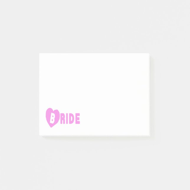 Notas Post-it® Bride Post-It Notes Pink Heart (Anverso)