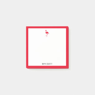 Notas Post-it® Brillante flamenco rojo y borde blanco con nombre