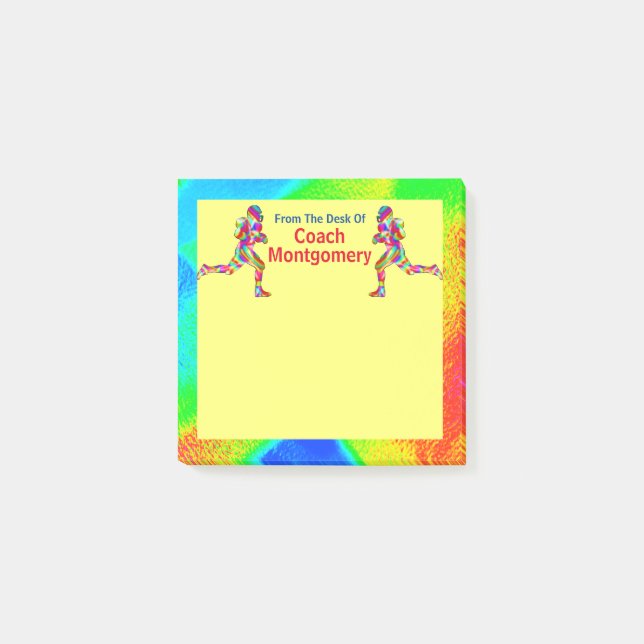 Notas Post-it® Brillante tema de fútbol energético para entrenado (Anverso)