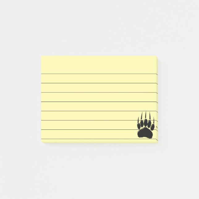Notas Post-it® Brillante traza de papel de oso negro con lino 4x3 (Anverso)