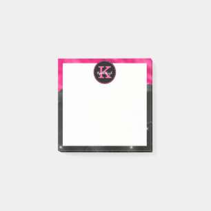 Notas Post-it® Brillantes Black Hot Pink Glam Waves Small Square