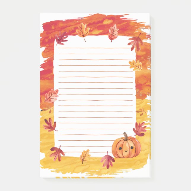 Notas Post-it® Brillo de calabaza y hojas de caída (Anverso)