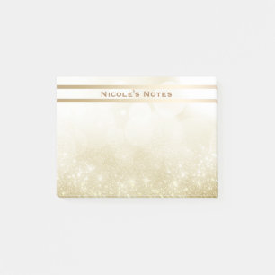 Notas Post-it® Brillo Dorado Destello Glam Personalizado de Moda