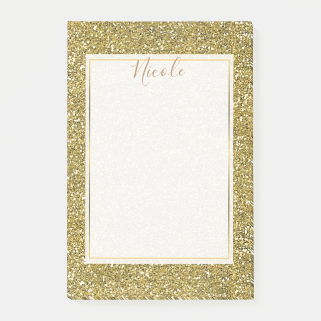 Notas Post-it® Brillo Dorado Falso Reluciente (Anverso)