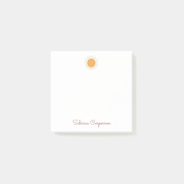 Notas Post-it® Brillo solar simple y suave personalizado  (Anverso)