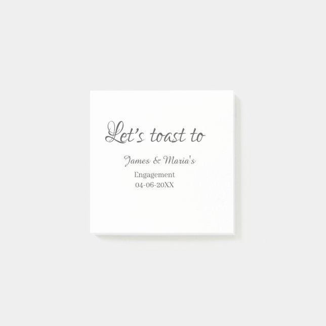 Notas Post-it® Brindemos por nombre de la fiesta de compromiso fe (Anverso)