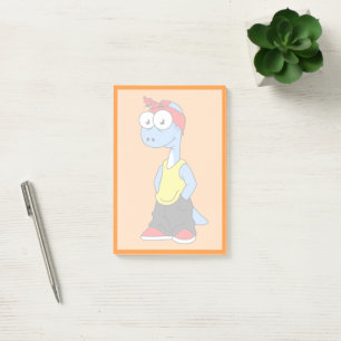Notas Post-it® Brontosauro Vestido Con Ropa De Hip Hop.