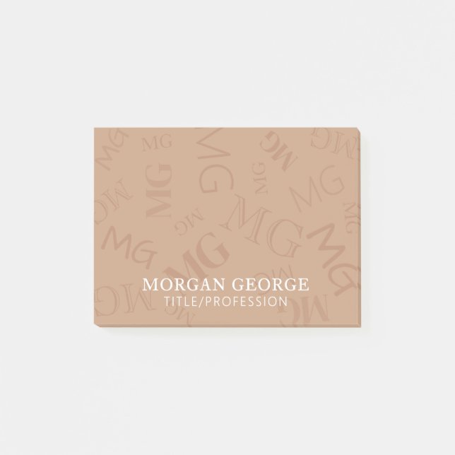 Notas Post-it® Brown Myriad of Monograms With Your Name (Anverso)