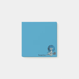 Notas Post-it® Bruja espeluznante en azul Broomstick