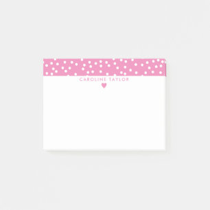 Notas Post-it® Bubblegum Corazón Rosa y Puntos Cute Girly