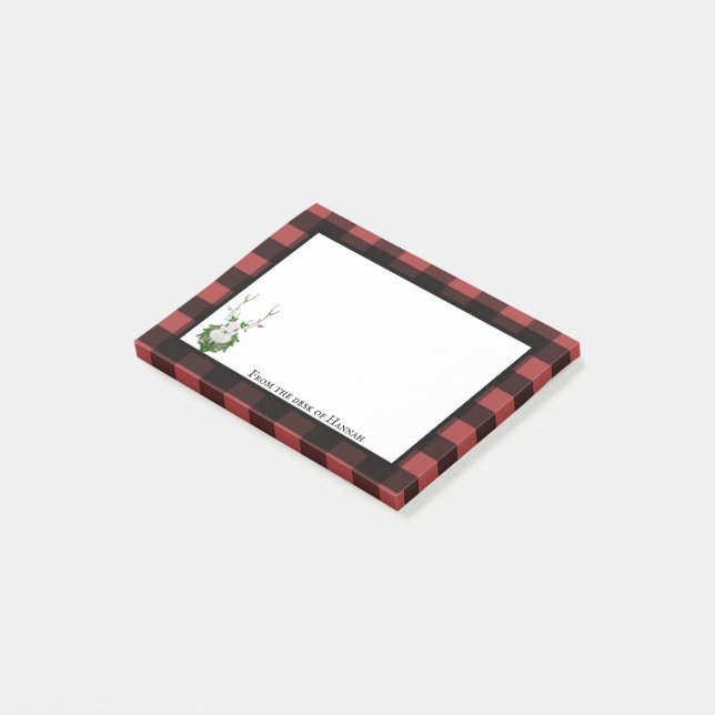 Notas Post-it® Búfalo de reno festivo personalizado (En perspectiva)