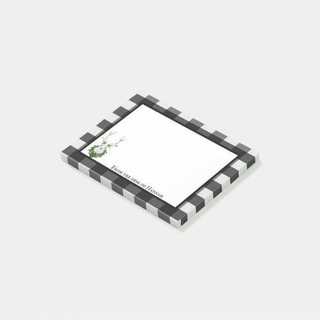 Notas Post-it® Búfalo de reno festivo personalizado (En perspectiva)