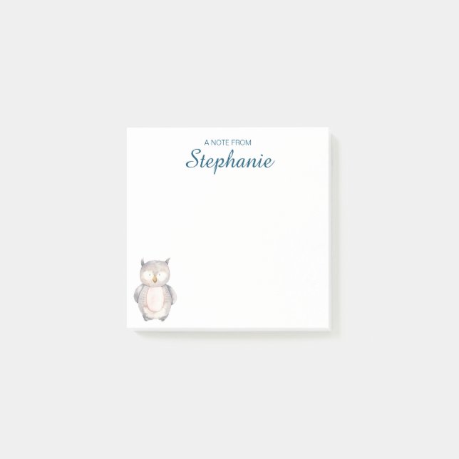 Notas Post-it® Búho acuarela de corte (Anverso)