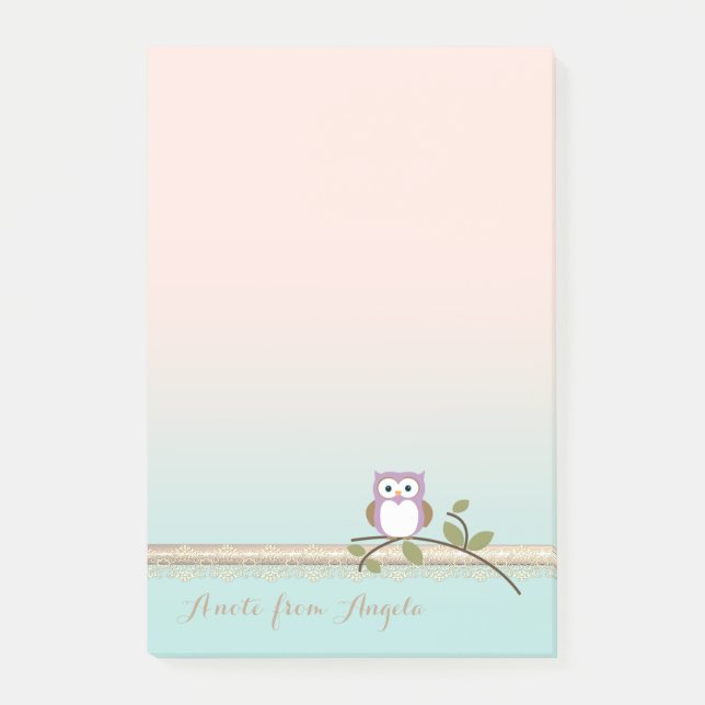 Notas Post-it® Búho adorable y femenino (Anverso)