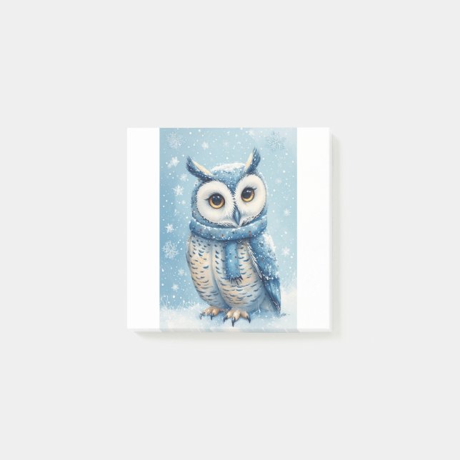 Notas Post-it® Búho Azul Adorable (Anverso)