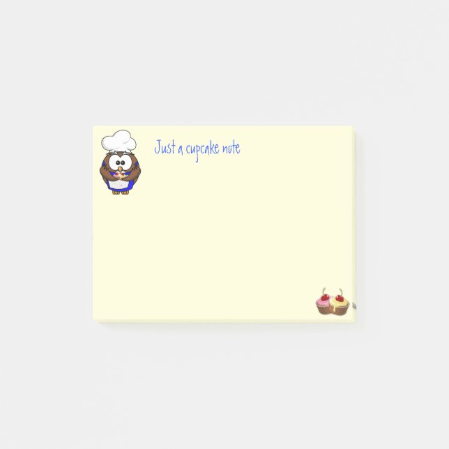 Notas Post-it® búho de cocinero de bizcocho (Anverso)