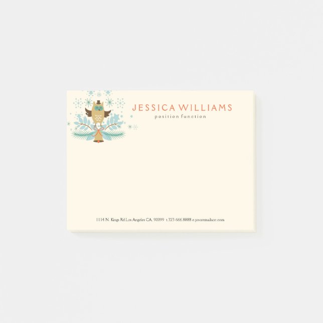 Notas Post-it® Búho de Navidades Feliz Navidad (Anverso)