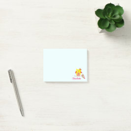Notas Post-it® Búho en una rama con nombre personalizado de flore