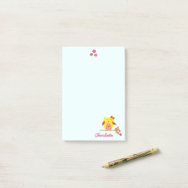 Notas Post-it® Búho en una rama con nombre personalizado de flore