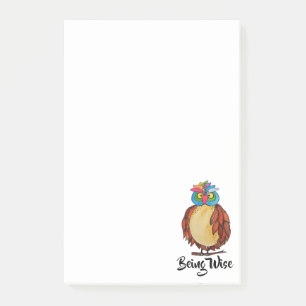 Notas Post-it® Búho mágico de la acuarela con las plumas del ar