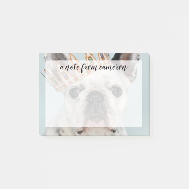 Notas Post-it® Bulldog francés con corona (Anverso)