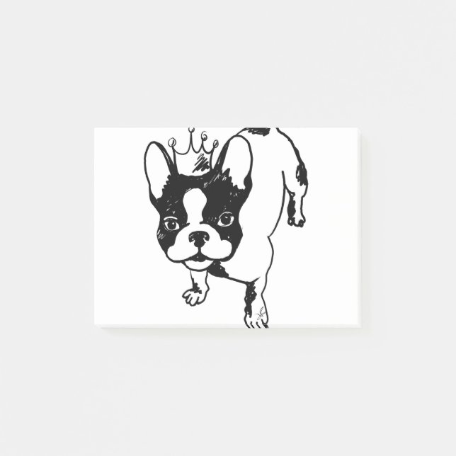 Notas Post-it® bulldog francés con corona (Anverso)