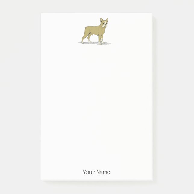 Notas Post-it® Bulldog francés con estilo de época C (Anverso)