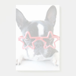 Notas Post-it® Bulldog francés con los vidrios rojos de la