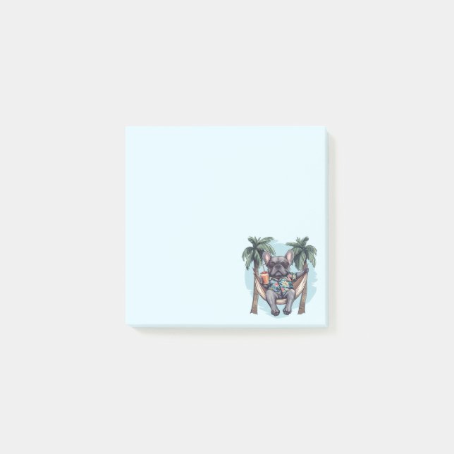 Notas Post-it® Bulldog Francés con Top Hawaiano (Anverso)