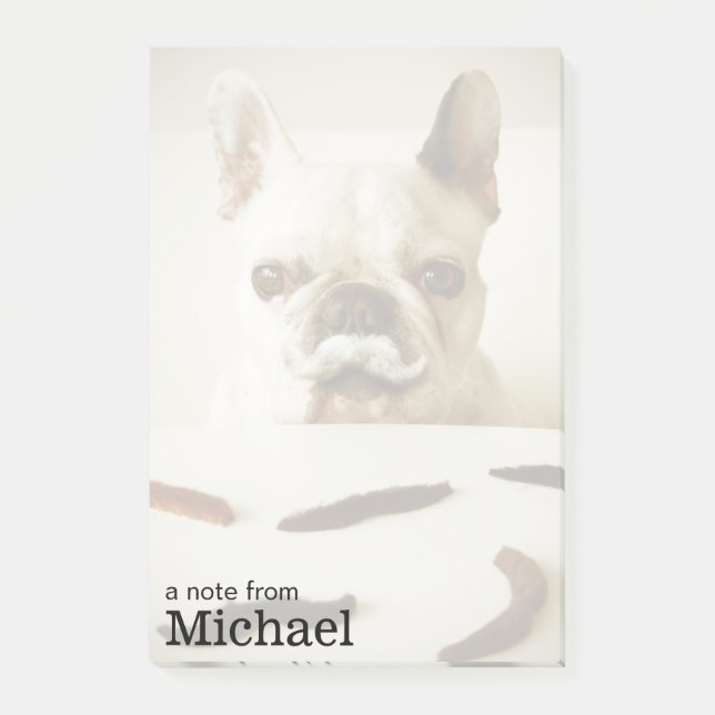 Notas Post-it® Bulldog francés con un bigote (Anverso)